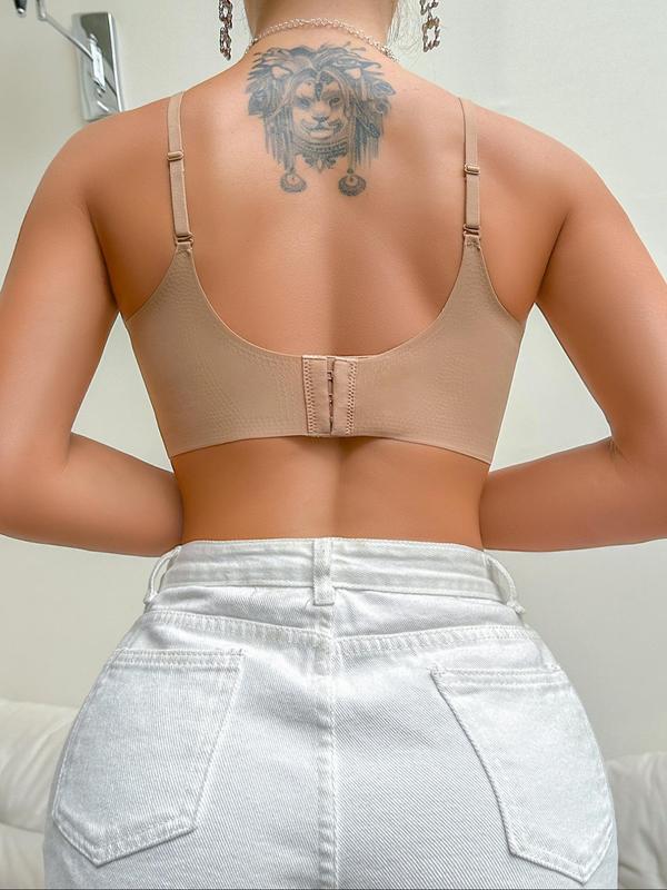 Women's Solid Adjustable Strap Sheer Bralette, Soft Comfy Breathable Push Up Bra, Women's Lingerie for All Seasons